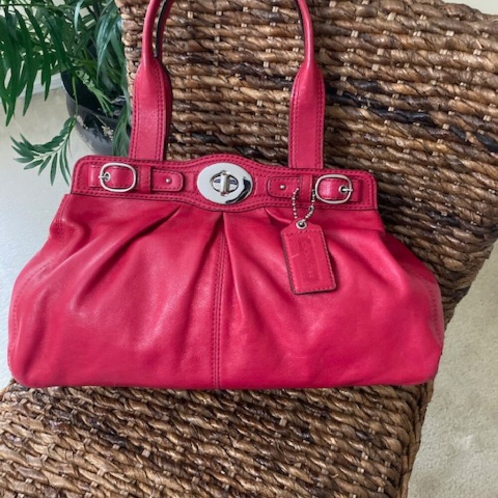 Coach Garnet Leather Handbag Pink
